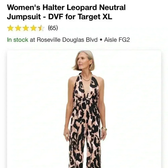 NWT Women's Halter Leopard Neutral
Jumpsuit - DVF for Target XXL - Picture 6 of 7